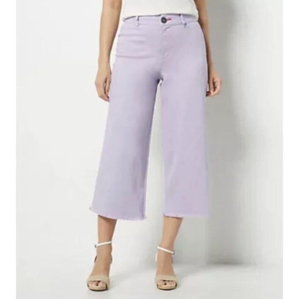 Peace Love World Women Jeans ~ sz 12P Petite Cropped Raw Edge Purple A477828